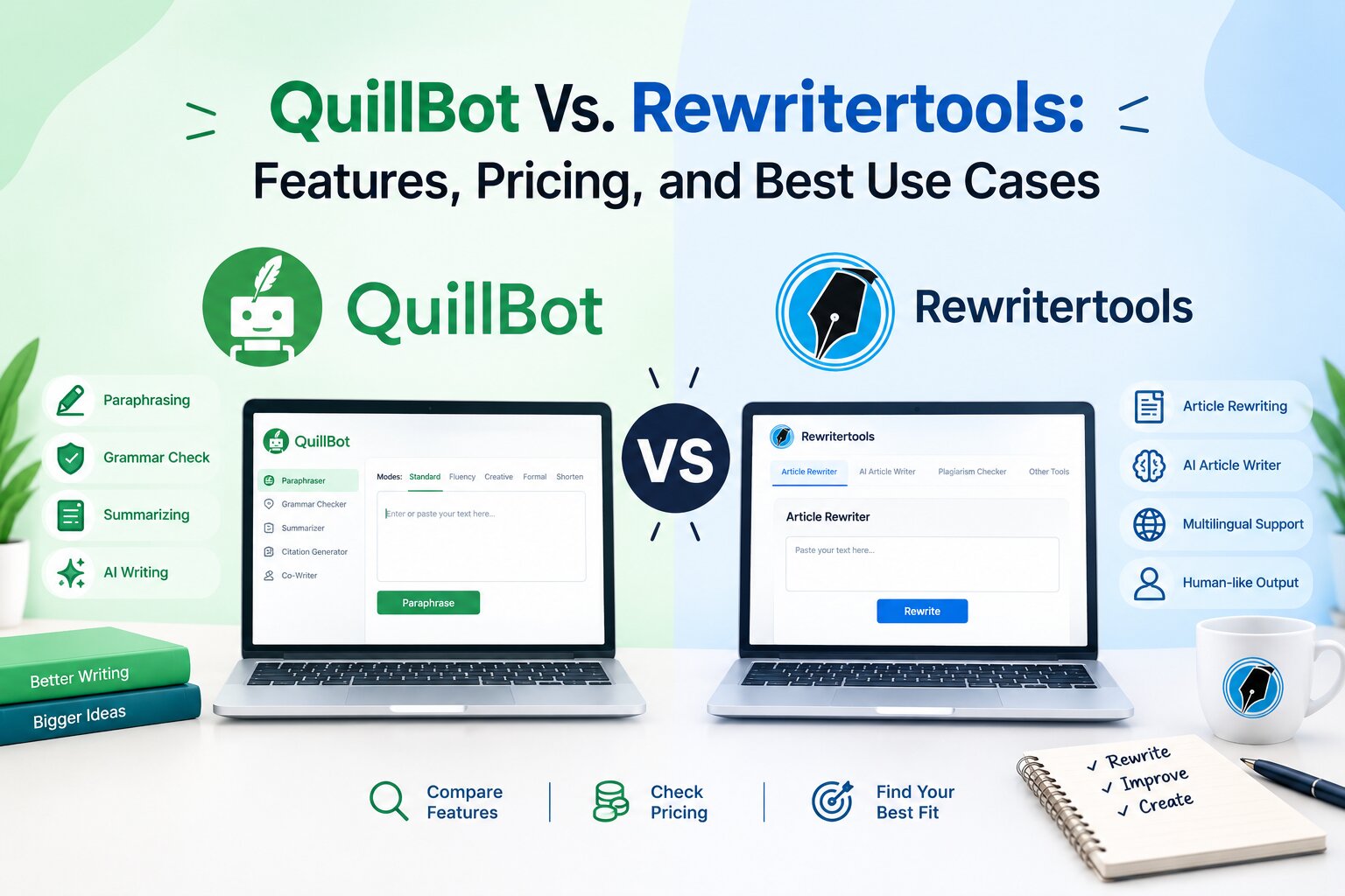 QuillBot Vs. Rewritertools: Features, Pricing, and Best Use Cases